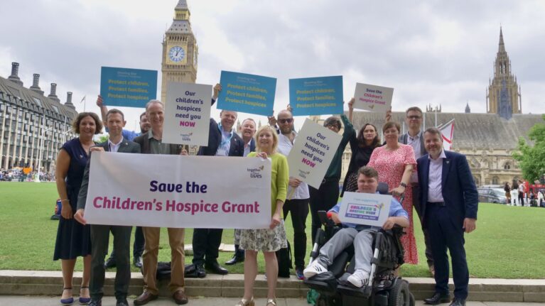 Campaigners outside parliament