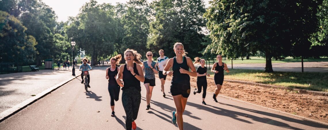 runners in a park